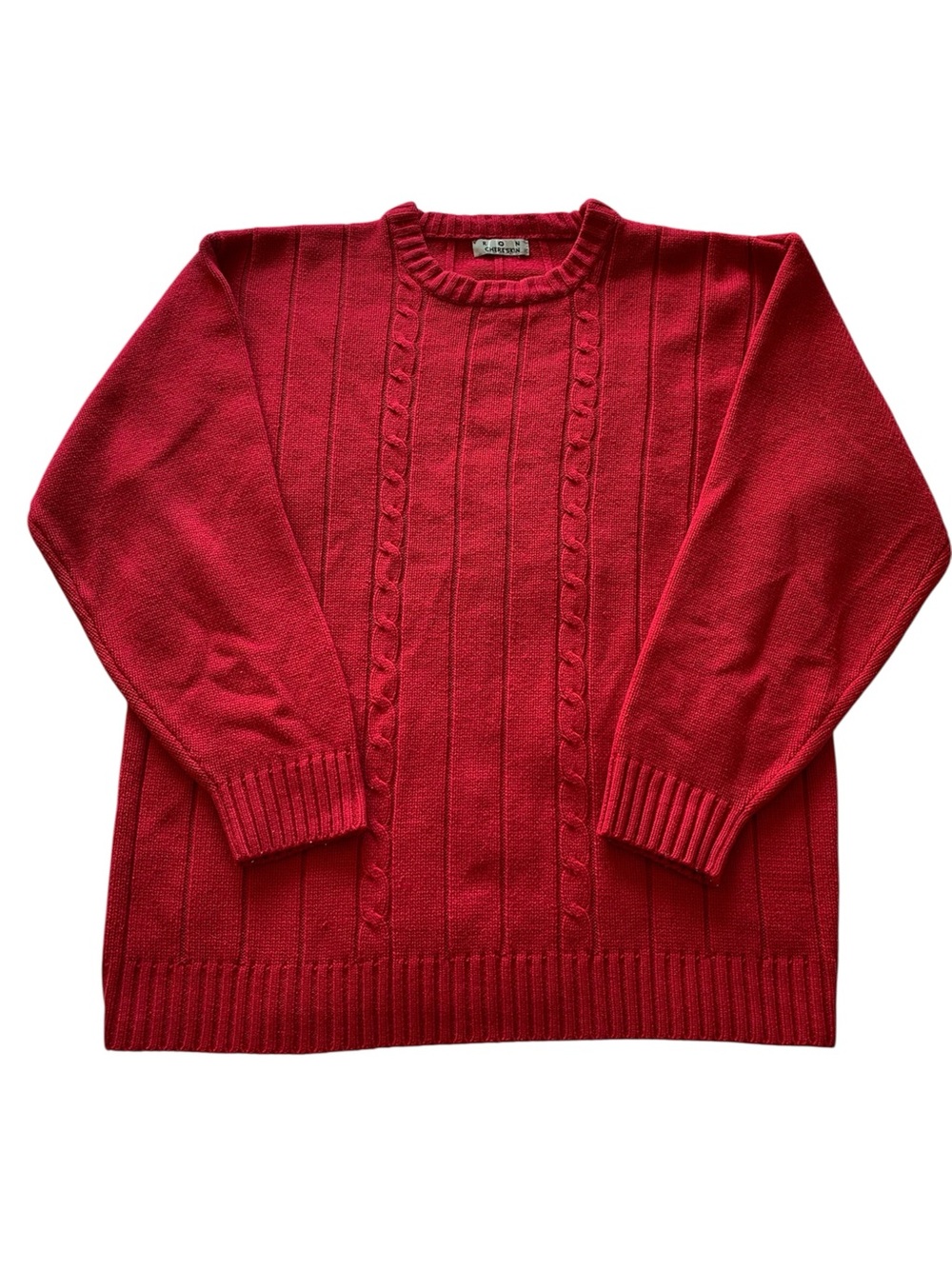 Vintage Ron Chereskin Red Cable Knit Cotton Sweater Size L